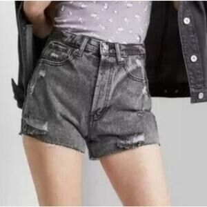 Wild Fable Super -High Rise Dark Gray Distressed Cut Off Denim Shorts Size 8